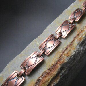 Vintage Copper Bracelet, 8.75” Desert Southwest Tribal Design